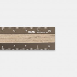 Midori Wooden Ruler 15 cm - Brown with Light Brown