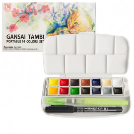 Farby akwarelowe Kuretake Gansai Tambi Portable 14 kolorów