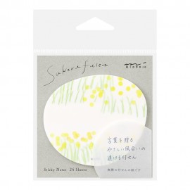 Karteczki samoprzylepne Midori Sakura Fusen Transparentne | Żółte kwiatki