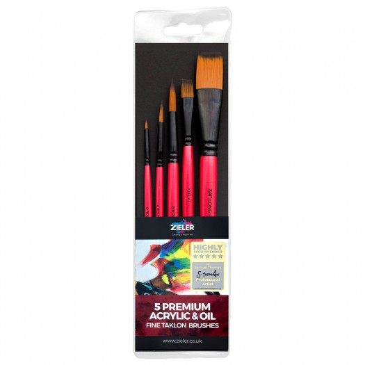 Zieler 5 Premium Acrylic & Oil Fine Taklon Brushes