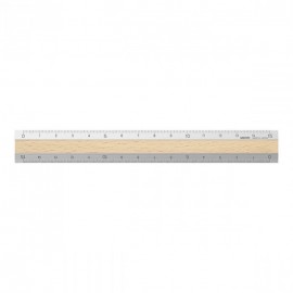 Midori Wooden Ruler 15 cm - Silver with Light Brown