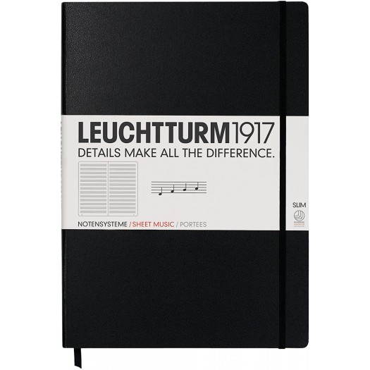 Leuchtturm1917 Master Slim Notebook with Staves A4+ | Black