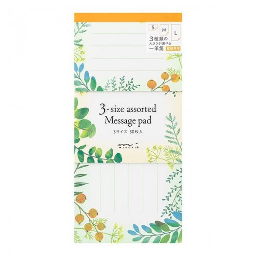 Midori 3-size assorted Message Pad - Green