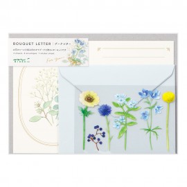 Midori Letter Set 498 Bouquet Blue