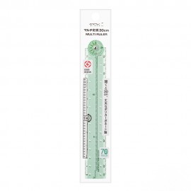 Midori Plastic Multi Ruler 30 cm Pale Green - Limited Edition