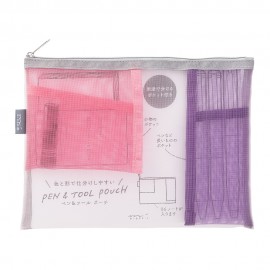Pouch Mesh Pen & Tool Pink