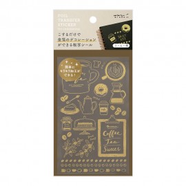 Metallic stickers with a coffee motif.