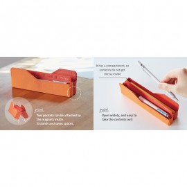 Polyester pencil case with compartments.