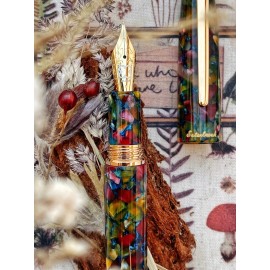Elegant fountain pen with a colorful barrel.