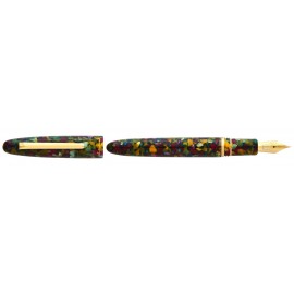 The colorful pen has a gold finish.