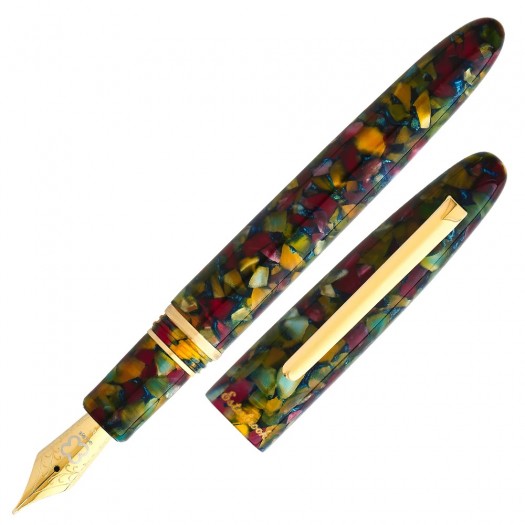 Elegant fountain pen with a colorful barrel.