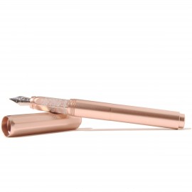 Aluminum fountain pen in rose gold color.