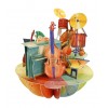 Kolorowa kartka okolicznościowa 3D z motywem instrumentów muzycznych.