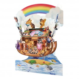 3D card with an illustration of Noah's ark.