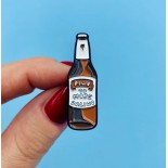 Pin in the shape of a beer bottle made of tin