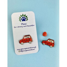 A pin in the shape of the iconic Fiat 126.