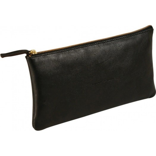 Elegant pouch made of black leather.