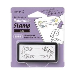 Stamp with a lovely frame surrounded by the sun, moon and stars.