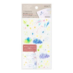 Stickers with a watercolour illustration of a starry sky.