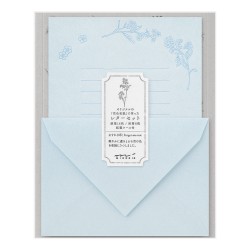 Letter Set Flower Color Washi Paper Blue