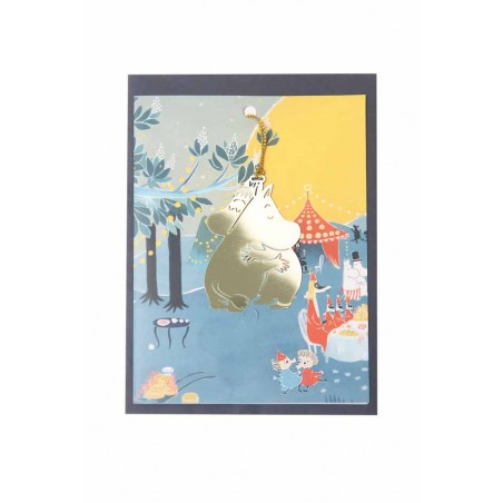 Greeting card with a metal ornament depicting Moomintroll and Snork Maiden.