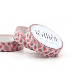 Washi tape with a cute illustration of strawberries.
