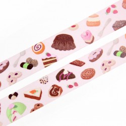 Pastel washi tape with illustrations of cakes.