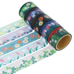 Transparent decoration tapes with a floral illustration.