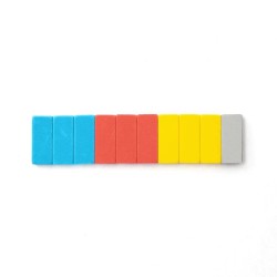Replacement pencil erasers in four colours.