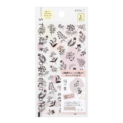 Midori Two Sheets Stickers | Monotone Flower