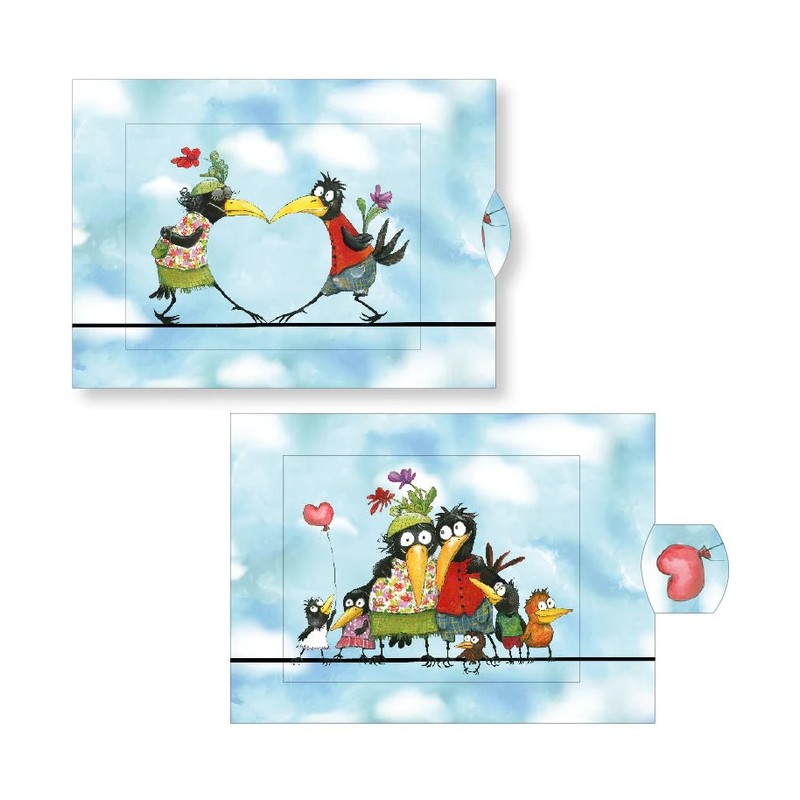 Greeting card with changing illustration.