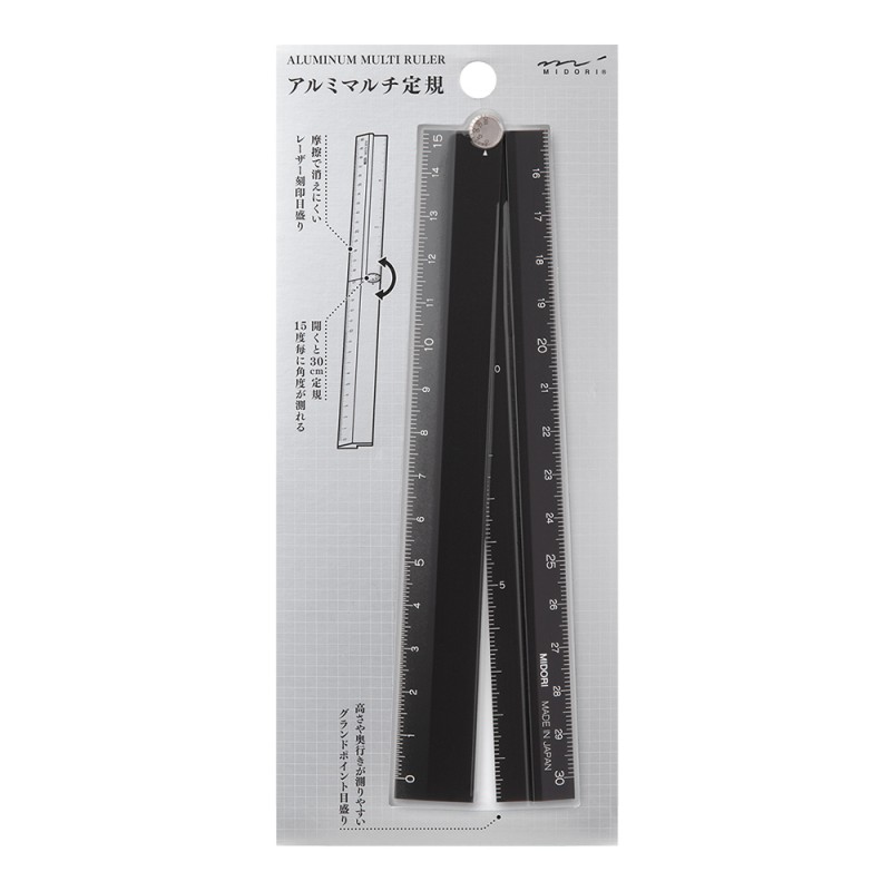 Midori Aluminum Multi Ruler 30 cm | Black