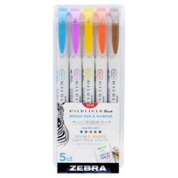 Zebra MILDLINER Dual-Tip Brush Pen 5 pcs.