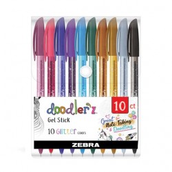 Zestaw żelowych długopisów doodler'z Zebra | Brokatowe 10 szt.