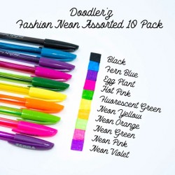 Zestaw żelowych długopisów doodler'z Zebra | Neonowe 10 szt.