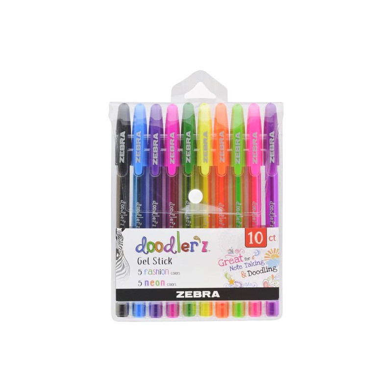 Zestaw żelowych długopisów doodler'z Zebra | Neonowe 10 szt.