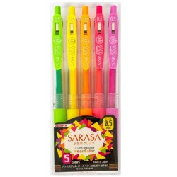 Zestaw długopisów żelowych SARASA Zebra | Neon Color 5 szt.