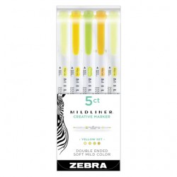 Zebra MILDLINER Double Ended Highlighter 5 pcs. | Yellow Set