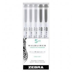 Zebra MILDLINER Double Ended Highlighter 5 pcs. | Gray Set