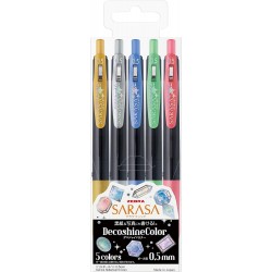 Zestaw długopisów żelowych SARASA Zebra 5 szt. | DecoshineColor