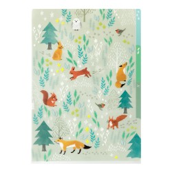 Midori 3-Pocket Clear Folder A4 | Nordic Animals