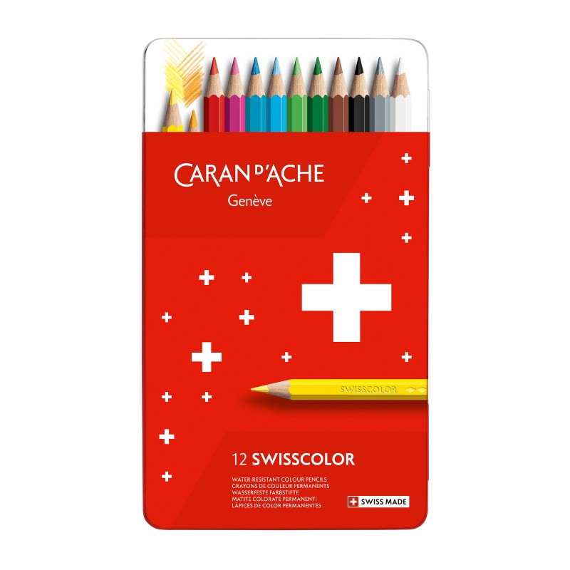 Kredki Caran d'Ache Swisscolor 12 sztuk w metalowym opakowaniu