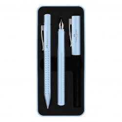 Faber-Castell Grip 2010 Sky Blue Gift Set | Fountain Pen and Ballpoint Pen