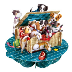 Santoro Pirouettes Greeting Card | Puppies in a Basket