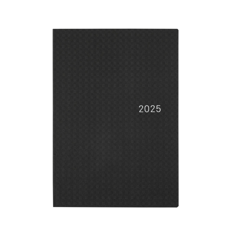 Kalendarz dzienny 2025 Hobonichi Hon A6 | Paper Series: Black Gingham| Edycja angielska