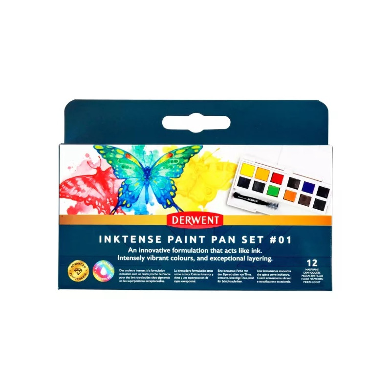 Zestaw farb Derwent Inktense Paint Pan Set | 12 kolorów