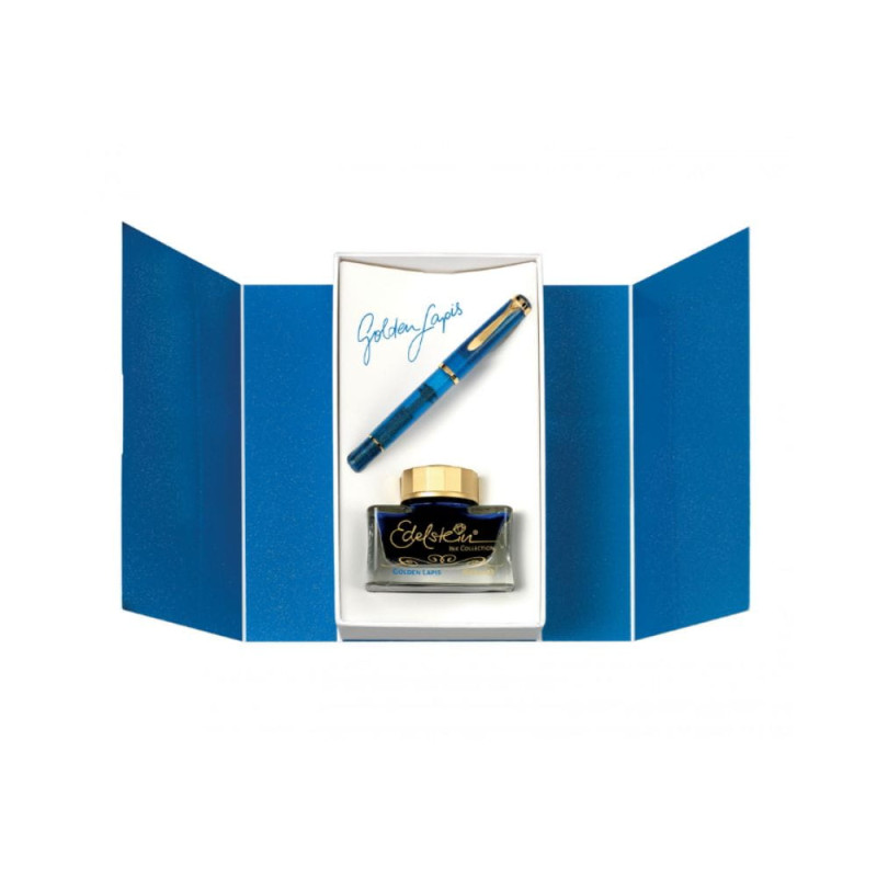 Pelikan M200 Golden Lapis Set: Fountain Pen + Ink | Special Edition 2024