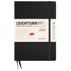 Leuchtturm1917 Vertical Weekly Planner 2025 | Black