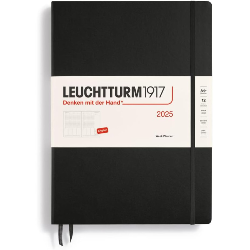 Kalendarz Tygodniowy 2025 Leuchtturm1917 Wertykalny Master A4+ | Czarny