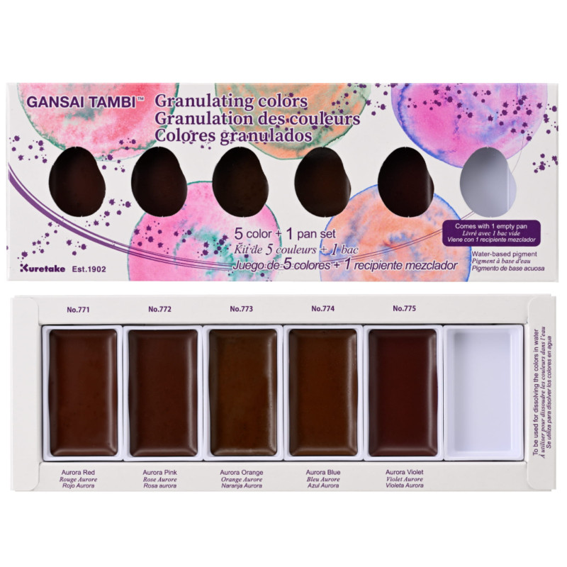 Farby akwarelowe Kuretake Gansai Tambi Granulating Colors 5 sztuk